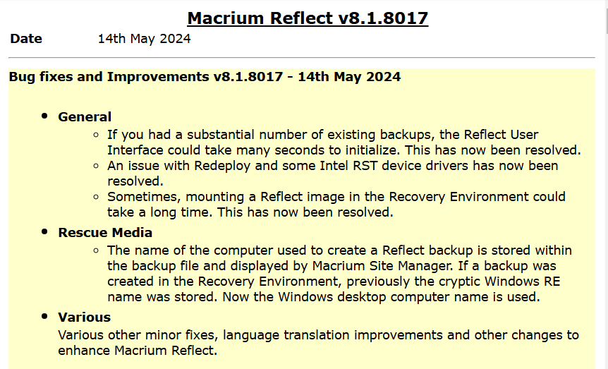 Macrium Reflect Update Ructions