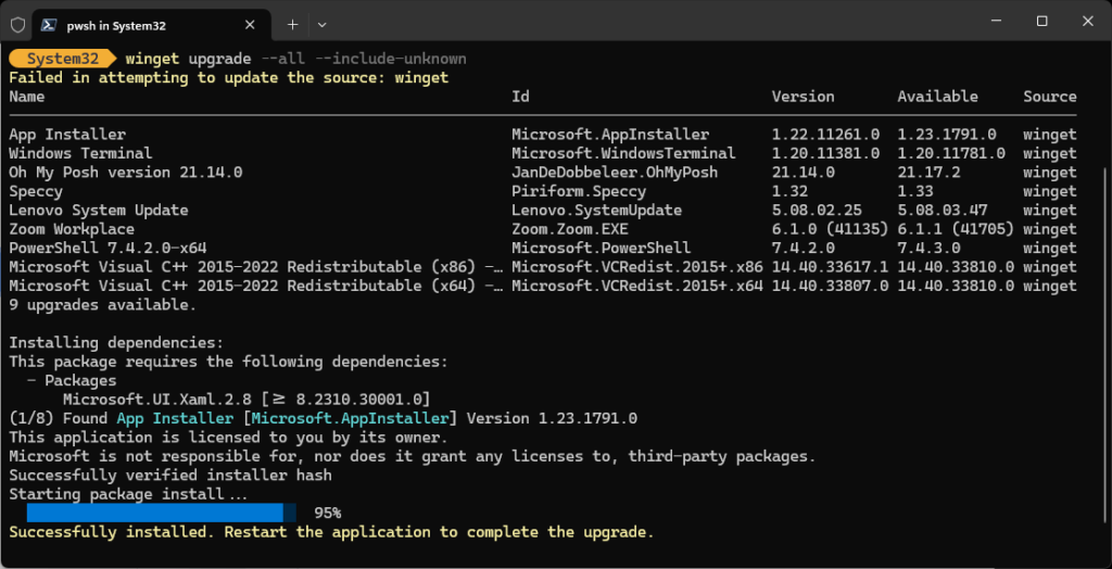 Update and Check Windows Terminal Versions.ps-details