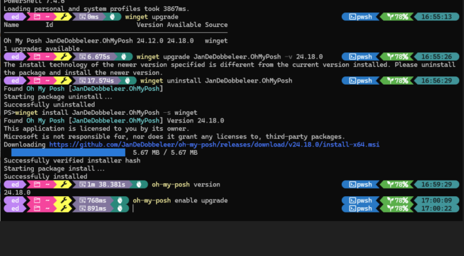 New OhMyPosh Version Highlights Auto-Update