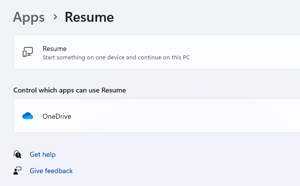 Apps > Resume Works Between WinPCs