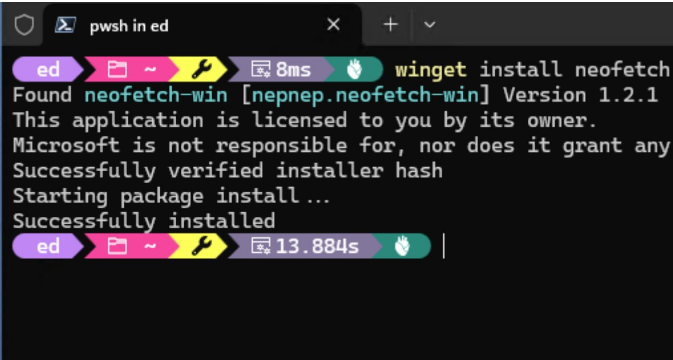 WinGet Installs Neofetch Directly